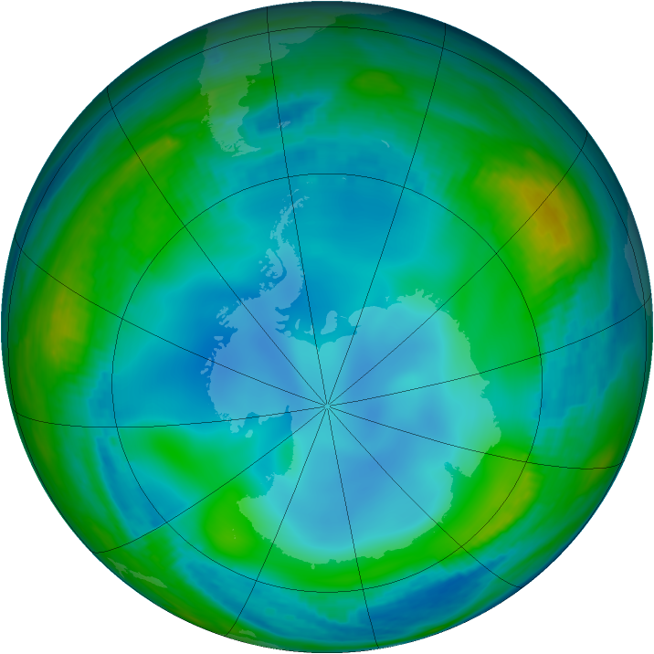 Antarctic ozone map for 30 June 2000